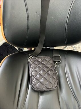 Quilted Black Crossbody Phone Pouch with Adjustable Strap